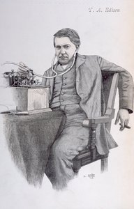 Obálka knihy La Revue Illustree zobrazující Thomase Alvu Edisona, 1889 od French School