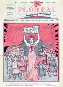 Obálka časopisu Floreal oslavující čtyřicáté výročí Ecoles Laiques ve Francii, 2. července 1921 od French School