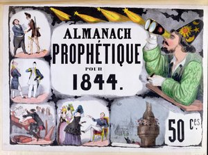 Obálka prorockého almanachu zobrazujícího Nostradama (1503-66) 1844 od French School