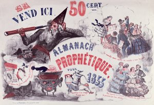 Obálka prorockého almanachu zobrazujícího Nostradama, 1855 od French School