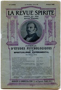 Obálka řady „“ La revue spirite “, portrét zakladatele Allana Kardece, časopis z října 1931 od French School