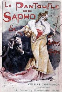 Obálka populárního románu „Sapho střevíček a jiné příběhy“, ed. Carrington, Paříž, konec 19. století - B.N. od French School