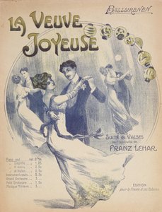 Obálka výsledkové listiny pro La Valse Ballsirenen z Veselé vdovy od Franze Lehara (1870-1948) od French School