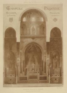 Řez z východního konce Palatinské kaple, Palermo, Sicílie, z Fragments dArchitecture du Moyen Age et de la Renaissance, vyryl Jules Adolphe Chauvet (nar. 1828) od French School