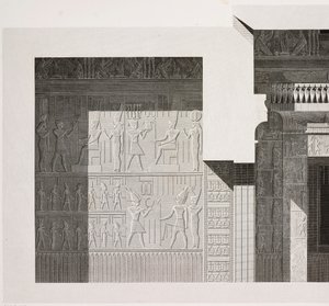 Průřez Malým jižním chrámem, detail, chrámový komplex Karnak, Théby, Luxor, Egypt od French School