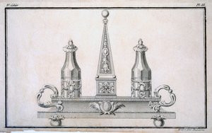 Krutový set na stojanu, ze vzorníku neoklasických kovových vzorů, které dal dohromady Duhamel, cca 1770-80s od French School