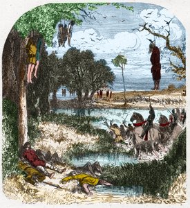 Crusade des Pastoureaux v roce 1251: Crusade de „petite gens“, rolníci; to bylo vyprovokováno v roce 1251 zajetím Saint Louis během sedmé křížové výpravy. Rytina v „Histoire De France En Cent Paintings od Paula Lehugeura“ 1891. od French School