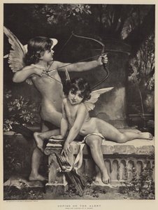 Cupids ve střehu (rytina) od French School