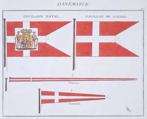 Dánské vlajky, z francouzské knihy vlajek, c.1819 od French School