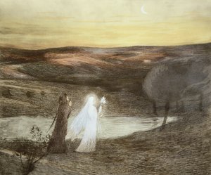 Dante a Beatrice, z LEstampe Moderne, publikoval Paříž 1897-99 od French School