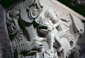 David Slaying the Lion (detail hlavního města) c.1130 (kámen) od French School