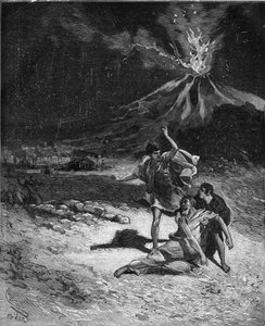 Smrt Gaia Pliniuse Secunduse staršího. Plinius starší (23-79), přírodovědec a latinský spisovatel (Během erupce Vesuvu; v roce 79 tam nenáviděl běžet, aby pozoroval tento jev; ale když se přiblížil příliš blízko k sopce, byl udušen b od French School
