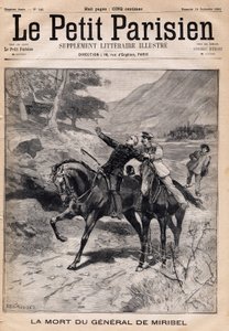 Smrt generála Marie Joseph Francois de Miribel (1831-1893) na krizi apoplexie po návratu z inspekce v Alpách. Jeden z novin „Le Petit Parisien““ dne 24.09.1893. od French School