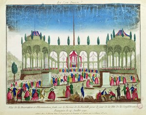 Výzdoba a osvětlení Bastily pro Festival federace, 14. července 1790 od French School