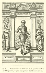 Dekorace trumeau v Galerii des Rois, malá galerie, podle rytiny Thomase de Leu od French School