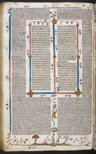 Dekretály Řehoře IX s leskem Bernarda z Parmy ("Smithfield Decretals"), MS Royal MS 10 E IV, f.100v, c.1300-40 (inkoust na pergamenu) od French School