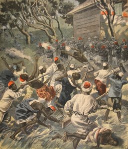 Porážka lidu Sakalava, Madagaskar, ilustrace z Le Petit Journal: Supplement illustre, 3. dubna 1898 od French School