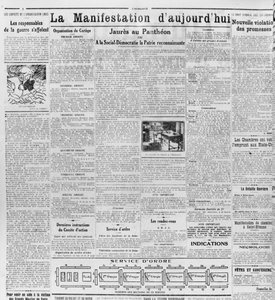 Demonstrace dne, Jaures v Pantheonu, z LHumanitu, 23. listopadu 1924 (tištěný papír) od French School