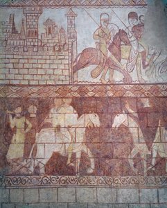 Odchod křižáckých templářských rytířů v roce 1163 z jejich syrského hradu Krak des Chevaliers do bitvy u Boquée od French School