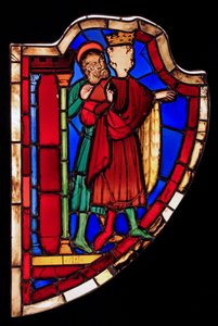 Zobrazující dva lidi, ex Ste Chapelle (zátoka C, okno Esther) od French School