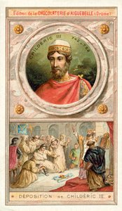 Depozice Childeric III, 752 (chromolitho) od French School