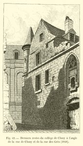Poslední zbytky vysoké školy Cluny na rohu rue de Cluny a rue des Gres, 1848 od French School