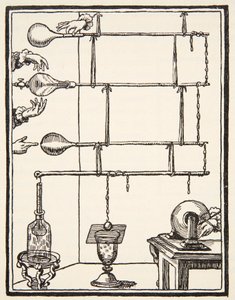 Descarges electriques dan lai rarefie, 1753, kopie Boris Mestchersky (zemř. 1957) ilustrace z Histoire de la Nation Francaise, Sciences, Volumes I & II, Gabriel Hanotaux (1853-1944), 1924 (lit.) od French School
