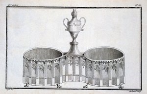 Design by Pugin, ze vzorníku neoklasických kovodělných návrhů, které dal dohromady Duhamel, cca 1770-80s od French School