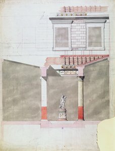 Návrh atria pompejského paláce knížete Napoleona III (1808-73) (čb na papíře) od French School