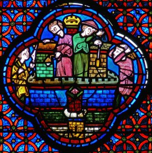 Detail z okna zobrazující podobenství o Lazarovi a ponorech od French School