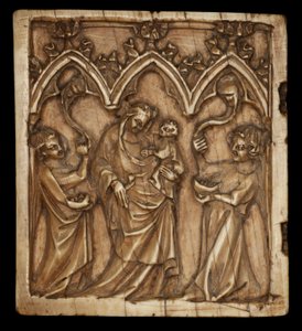 Diptych panel s Pannou a Dítětem a dvěma anděly, 1375-1400 od French School