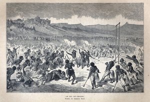Objevená Kanada: Sport. Lakrosová hra amerických indiánů. Kresba Gustave Dore. Rytina z konce 19. století v „La nouvelle France“ od Eugena Guenina. od French School