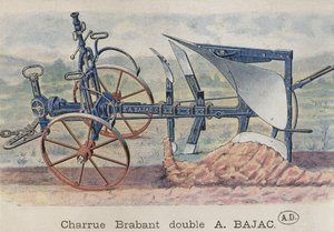 Dvojitý pluh Brabant vynalezený Antoinem Bajacem, cca 1900 od French School