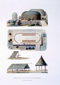 Obydlí v Likiliki Village, Nové Irsko, 1826 od French School