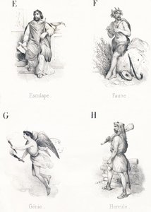 E F G H: Aesculapius, Fauna, Džin, Herkules od French School