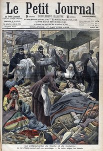 Zemětřesení na Sicílii v Kalábrii 1909 "Le Petit Journal" z ledna 1909 (rytina) od French School