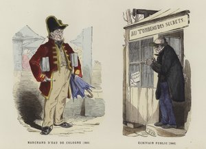 Prodejce kolínské vody, 1845, a veřejný spisovatel, 1840 od French School