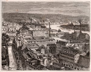 Elbeuf - Seine-Maritime - rytina v „La France illustrée: geografie, historie, statistická správa“ od V.A. Malt-Brown. 1884 od French School