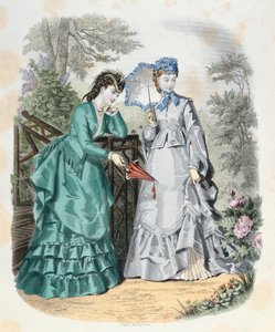Elegantní ženy v zahradě, z La Mode Illustrée, 1871 od French School