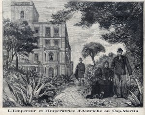 Rakouský císař František Josef I. (1830-1916) a rakouský císař Alžběta Amélie z Wittelsbachu známá jako Sissi (1837-1898) na Cap Martin v oblasti Alpes-Maritimes v Provence-Alpes-Cote d