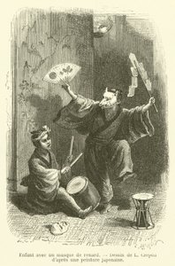 Dítě s maskou lišky (rytina) od French School