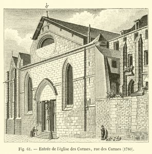 Vchod do karmelitánského kostela, rue des Carmes, 1780 od French School