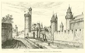 Vchod do Louvru Karla V. z rue dHosteriche, 1380 od French School