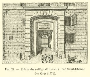 Vchod do koleje Lisieux, rue Saint-Etienne des Gres, 1779 od French School