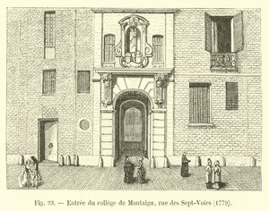 Vchod do vysoké školy Montaigu, rue des Sept-Voies, 1779 od French School