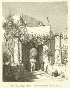 Vchod do hostince, v Capri (rytina) od French School