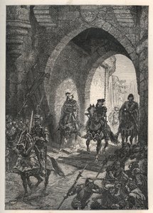 Vstup Karla VI. Milovaného (1368-1422), francouzského krále, do Paříže po potlačení povstání Maillotinů, v roce 1382 - Francouzský král Karel Vi se vrací do Paříže - Vstup Karla VI. le Bien-Aime (1368 -1422), král Francie, v Paříži po r od French School