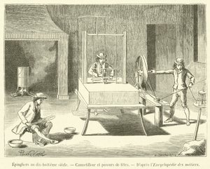Pinmakers v osmnáctém století, Cannetilleur a poseurs de têtes (rytina) od French School