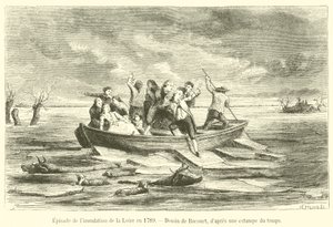 Epizoda zatopení Loiry v roce 1789 (rytina) od French School