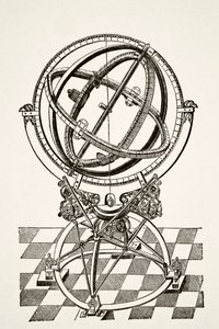 Equatorial Rings or Circles, po mědirytině v knize Tychonis Brahe Astronomiae Instauratae Mechanica z roku 1602, z Science and Literature in The Middle Ages od Paula Lacroix pub. Londýn 1878 od French School